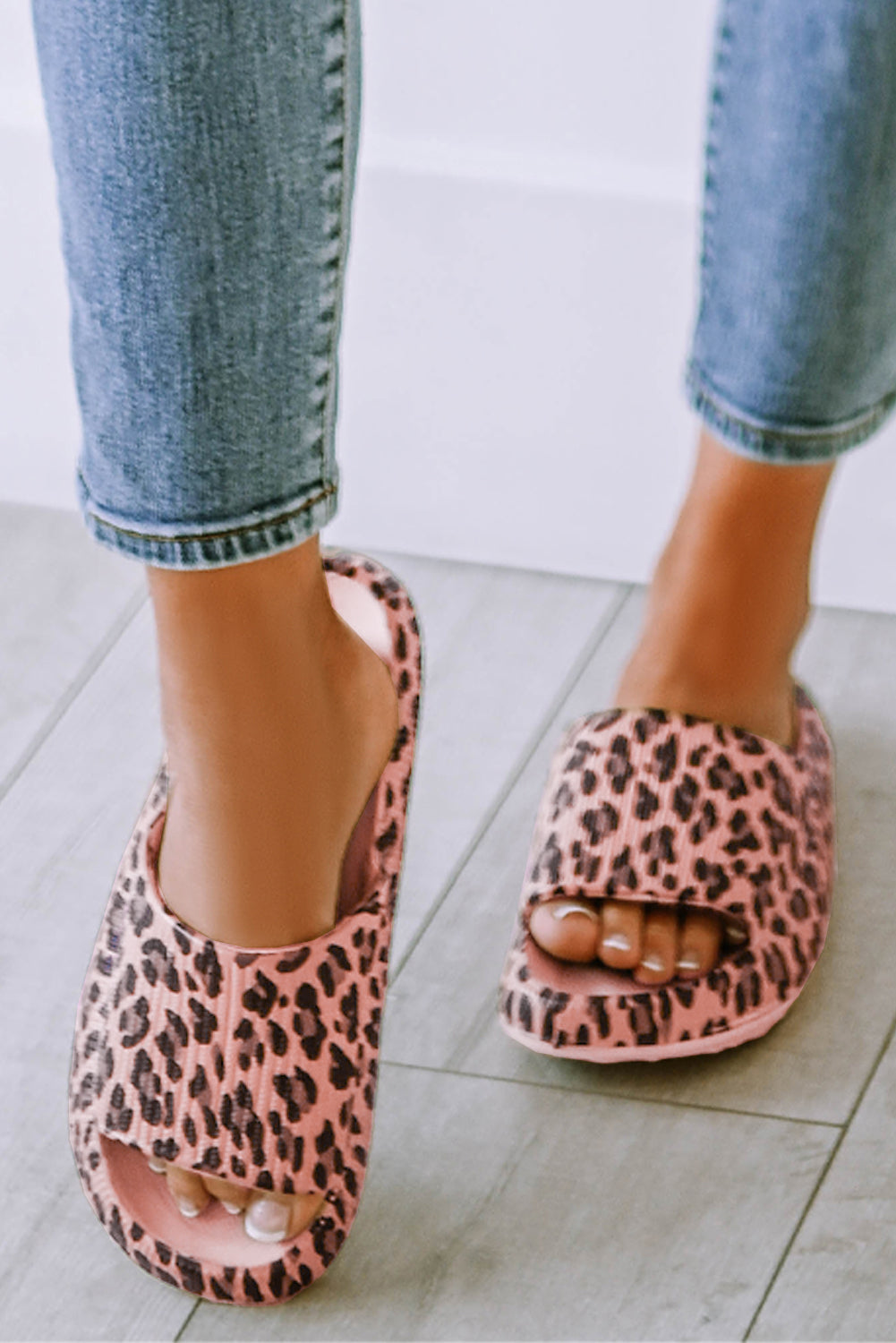 Pink Leopard Print Thick Sole Slip On Slippers - Little Miss Vanilla