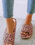 Pink Leopard Print Thick Sole Slip On Slippers - Little Miss Vanilla