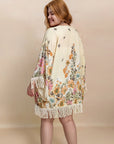 Plus Size Fringe Printed Open Front Cardigan - Little Miss Vanilla