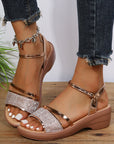 Women's Wedge Sandals Summer Peep Toe Buckle Shoes