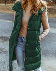 Green Hooded Long Quilted Vest Coat - Little Miss Vanilla