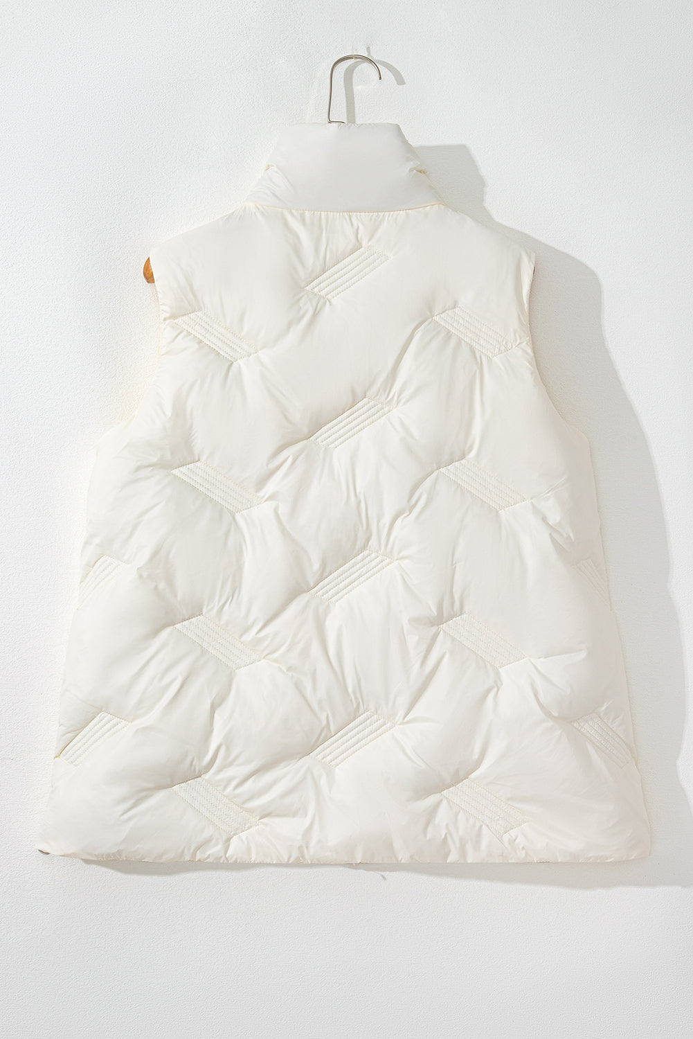 White Quilted High Neck Zip Up Jacket Vest - Little Miss Vanilla