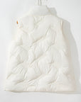 White Quilted High Neck Zip Up Jacket Vest - Little Miss Vanilla