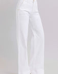 RISEN Full Size Tummy Control Double Button Wide Leg Jeans - Little Miss Vanilla