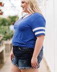 Plus Size Striped V-Neck Tee Shirt - Little Miss Vanilla