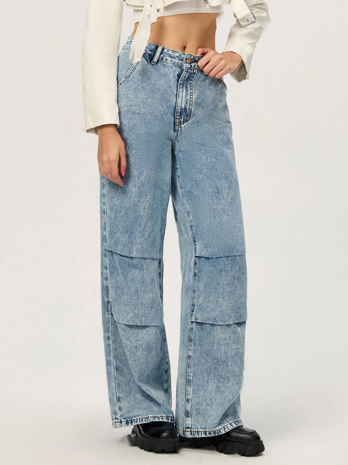 Wide Leg Jeans with Pockets - Little Miss Vanilla