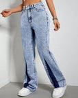 Contrast Bootcut Jeans with Pockets - Little Miss Vanilla