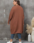 Plus Size Long Sleeve Pocketed Cardigan - Little Miss Vanilla