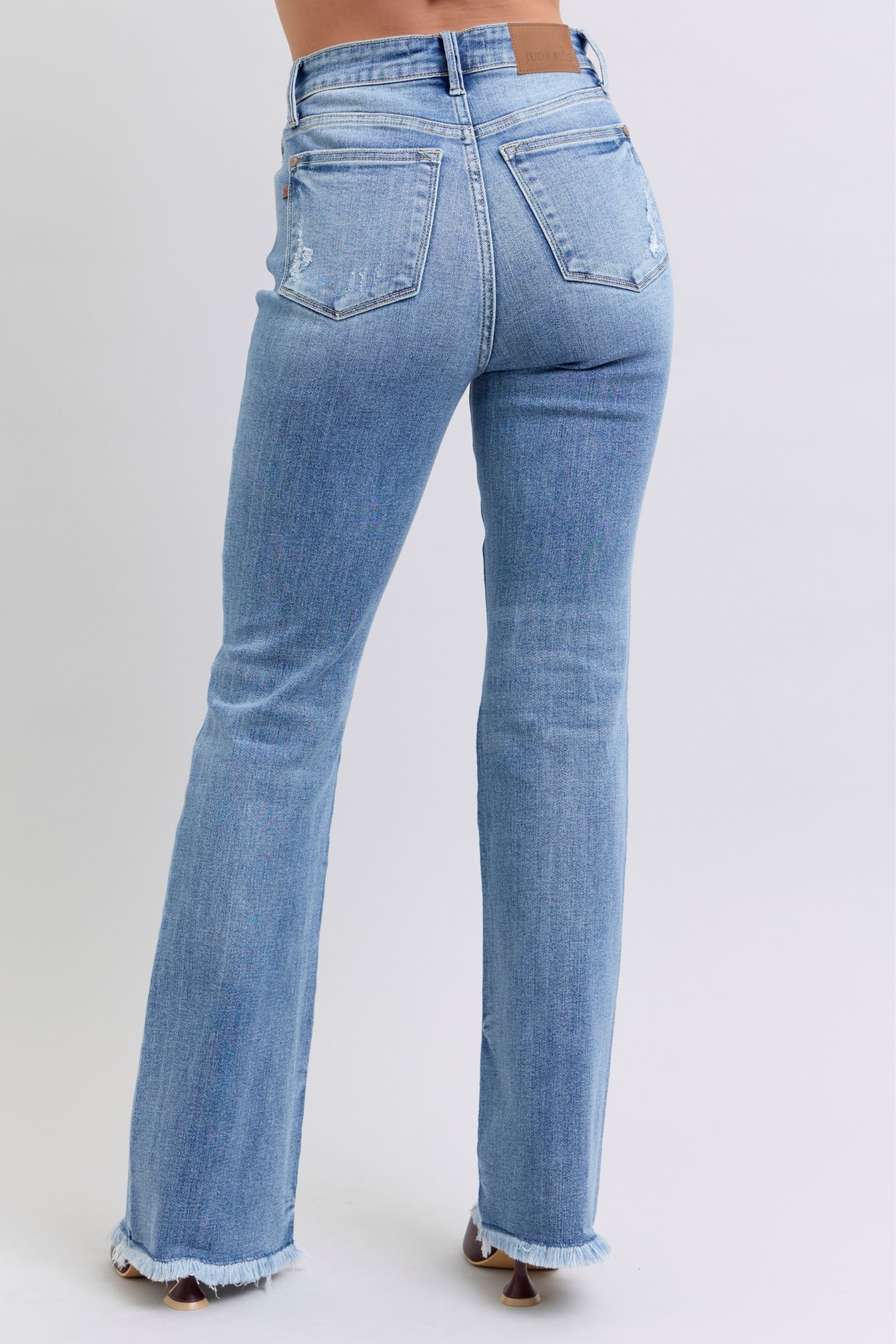 Judy Blue Full Size Raw Hem High Rise Bootcut Jeans - Little Miss Vanilla