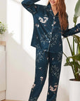 Two-piece Stretch Satin Home Wear Pajamas Women