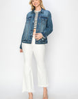 RISEN Full Size Distressed Button Up Jacket - Little Miss Vanilla