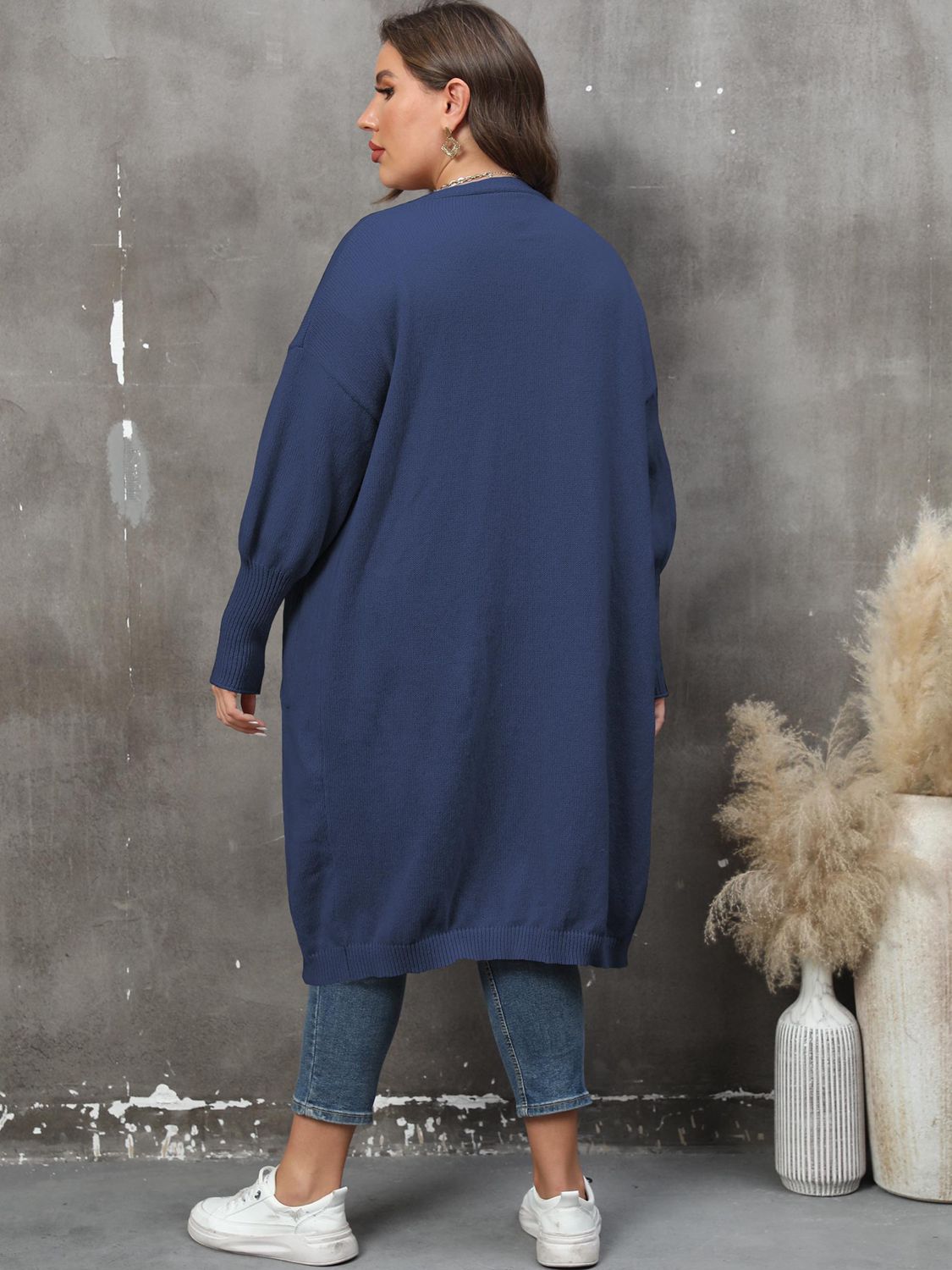 Plus Size Long Sleeve Pocketed Cardigan - Little Miss Vanilla