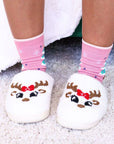 White Christmas Cartoon Pattern Plush Slippers - Little Miss Vanilla