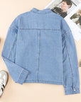 Drawstring Snap Down Denim Jacket with Chest Pockets - Little Miss Vanilla