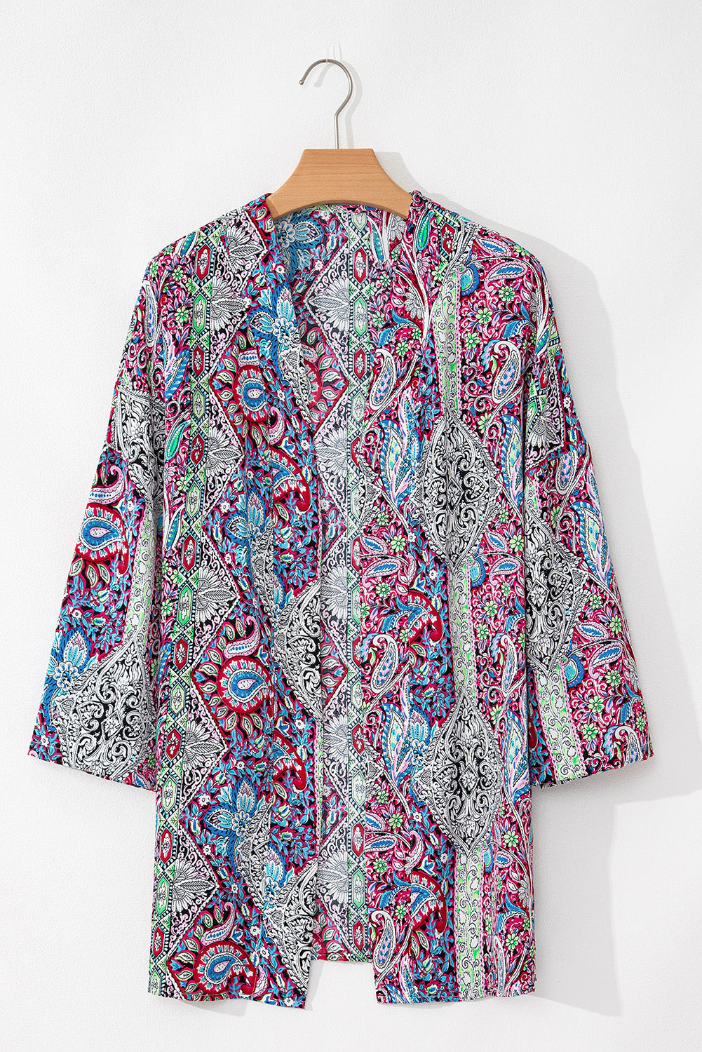 Red Paisley Print Open Front Kimono - Little Miss Vanilla