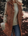 Coffee Longline Quilted Stand Collar Puffer Vest