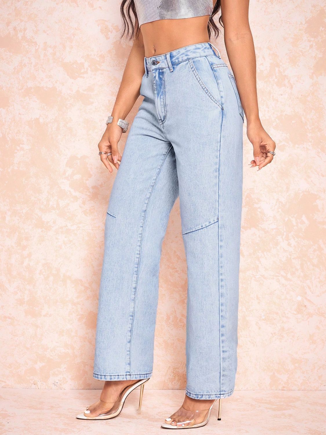 Straight Leg Jeans with Pockets - Little Miss Vanilla