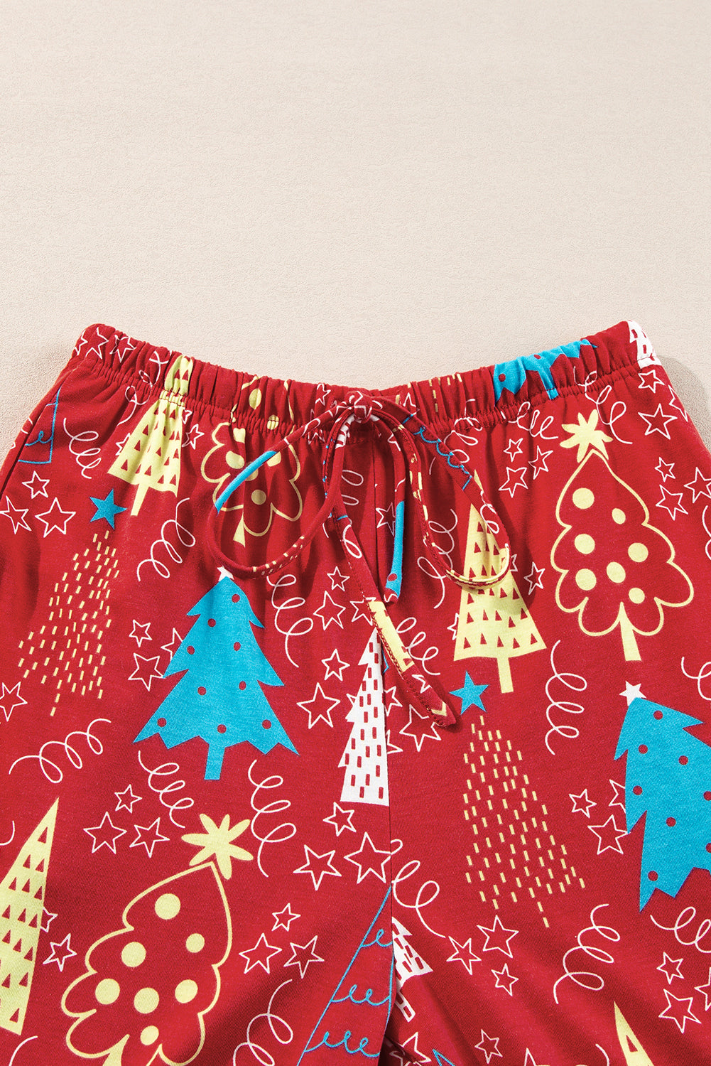 Red Christmas Tree Print V Neck Tee and Pants Lounge Set - Little Miss Vanilla