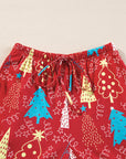 Red Christmas Tree Print V Neck Tee and Pants Lounge Set - Little Miss Vanilla