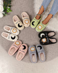 Light Pink Moon & Clock Pattern Fuzzy Home Slippers - Little Miss Vanilla