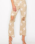 RISEN Full Size High Rise Star Printed Frayed Hem Jeans - Little Miss Vanilla