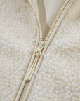 Beige Fleece Zip Up Drawstring Hooded Pocketed Jacket - Little Miss Vanilla