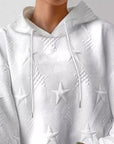 Plus Size Star Texture Long Sleeve Drawstring Hoodie - Little Miss Vanilla