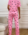 Pink Valentines Heart Print Tee and Pants Lounge Set