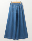 Dusk Blue Mineral Wash Button Fly Waist Wide Leg Jeans