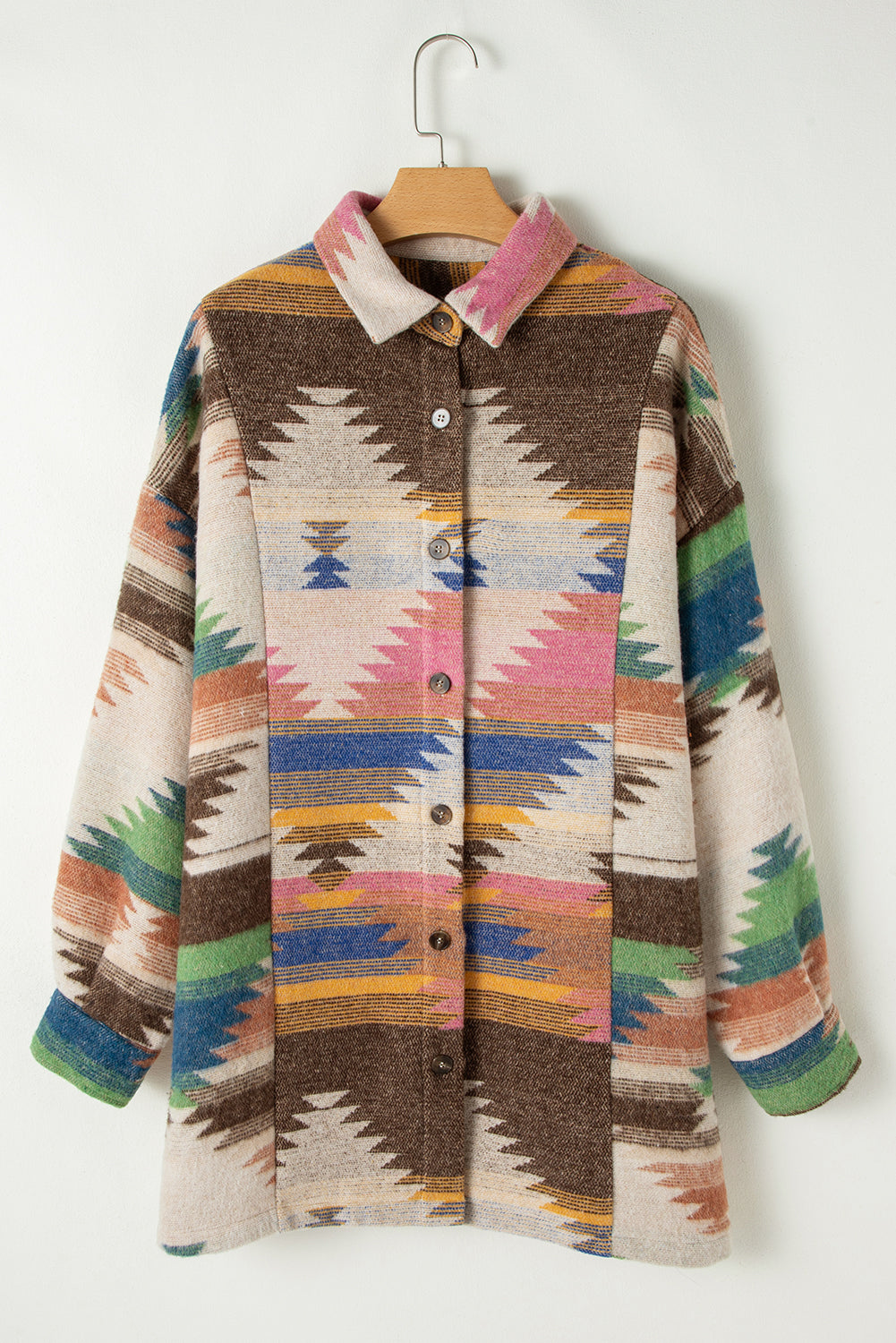 White Aztec Print Button Up Shacket - Little Miss Vanilla