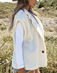 Beige Sherpa Stand Collar Jacket Vest - Little Miss Vanilla