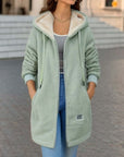 Fleece-lined Mid-length Cashmere Hoodie