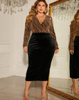 Honey Plus Size Surplice Neck Long Sleeve Slit Dress - Little Miss Vanilla