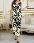 Fashion Floral Women's Printed Wear Sleeveless V-neck Pocket Jumpsuit - Little Miss Vanilla