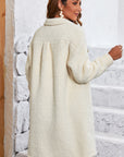 Beige Contrast Flap Pocket Single Breasted Teddy Coat