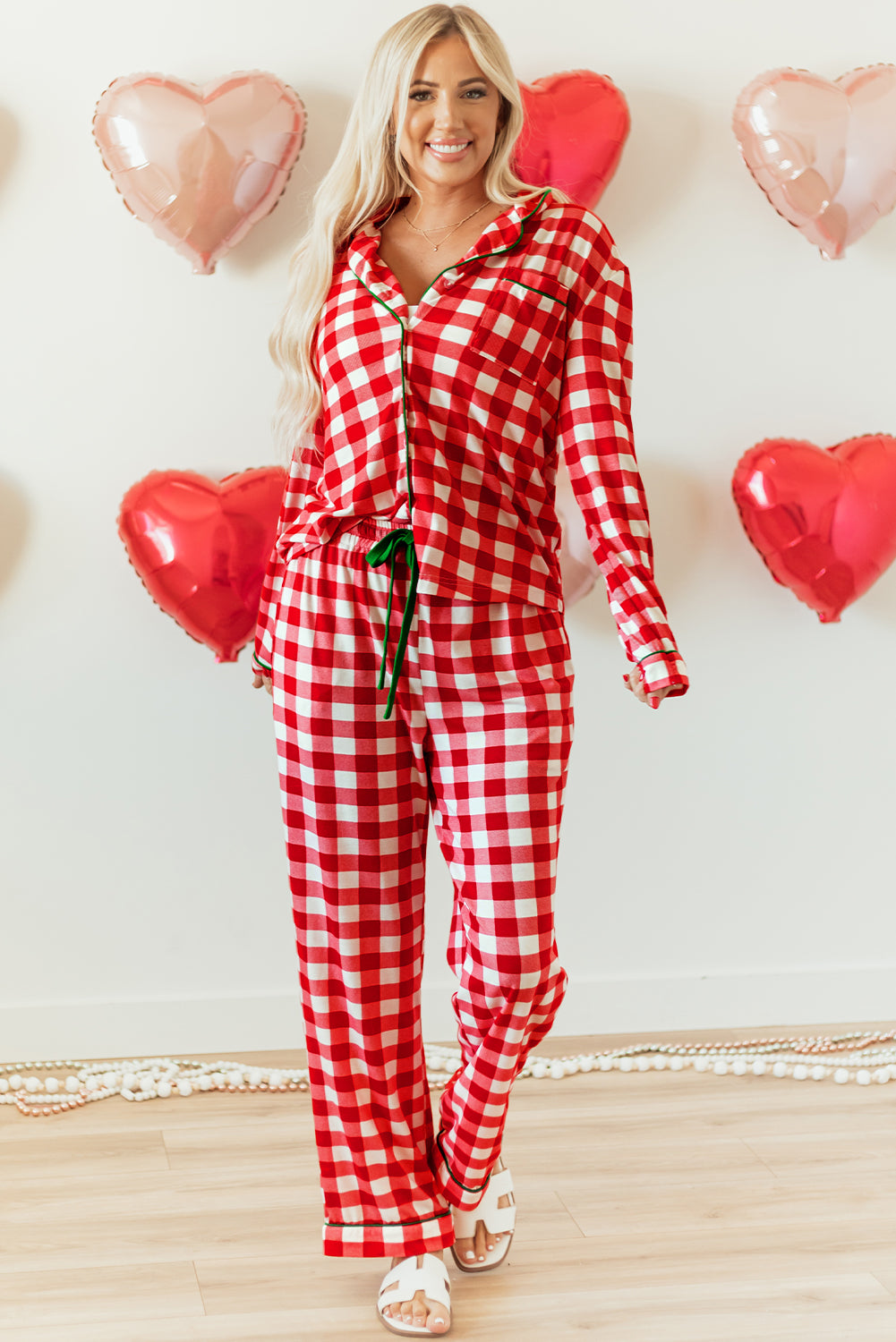 Fiery Red Christmas Plaid Print Shirt and Pants Pajama Set - Little Miss Vanilla