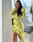 Fashion Tube Top Off Shoulder Ruffled Flare Sleeve Dress