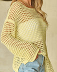 Openwork Round Neck Dropped Shoulder Knit Cover Up - Little Miss Vanilla