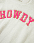 HOWDY Patched Round Neck Sherpa Sweatshirt - Little Miss Vanilla