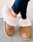 Camel Plush Suede Winter Home Slippers - Little Miss Vanilla