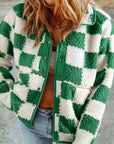 Lapis Checked Snap Button Sherpa Jacket - Little Miss Vanilla