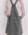 Wide Strap Button Down Denim Overall Dress - Little Miss Vanilla