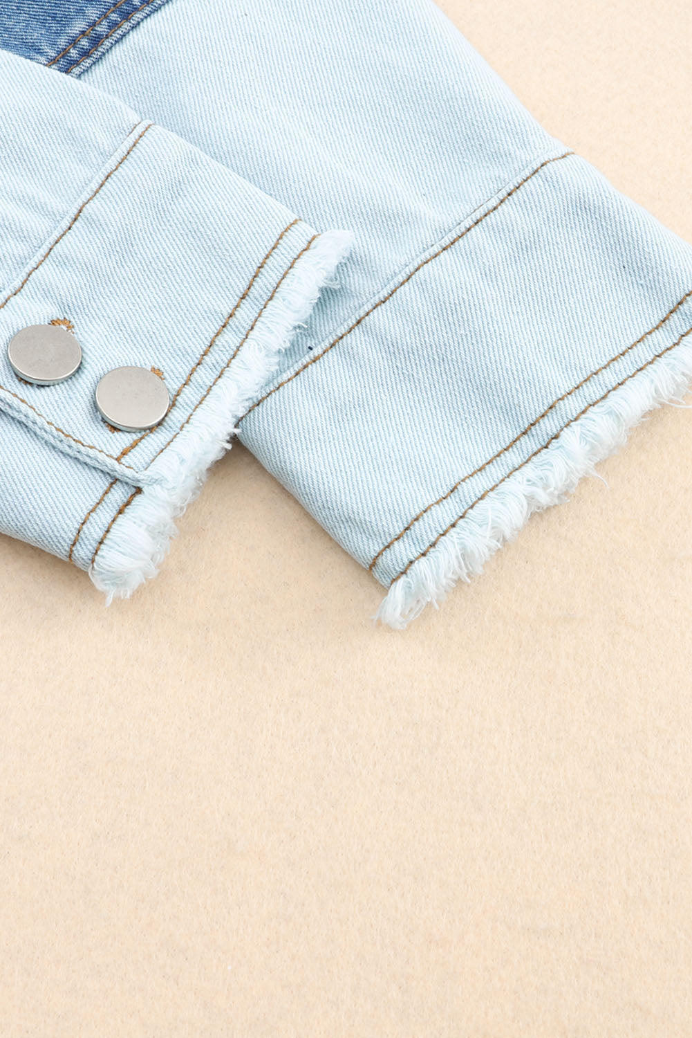 Raw Hem Color Block Denim Jacket - Little Miss Vanilla