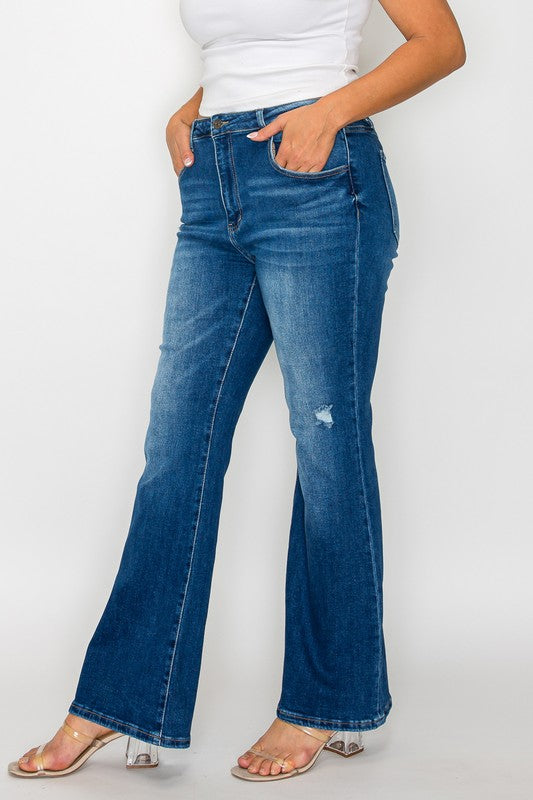 bytos Full Size High Rise Bootcut Jeans with Pockets - Little Miss Vanilla