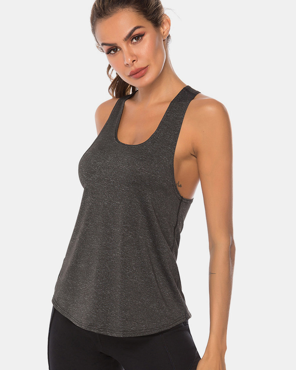 Full Size Scoop Neck Wide Strap Active Tank - Little Miss Vanilla