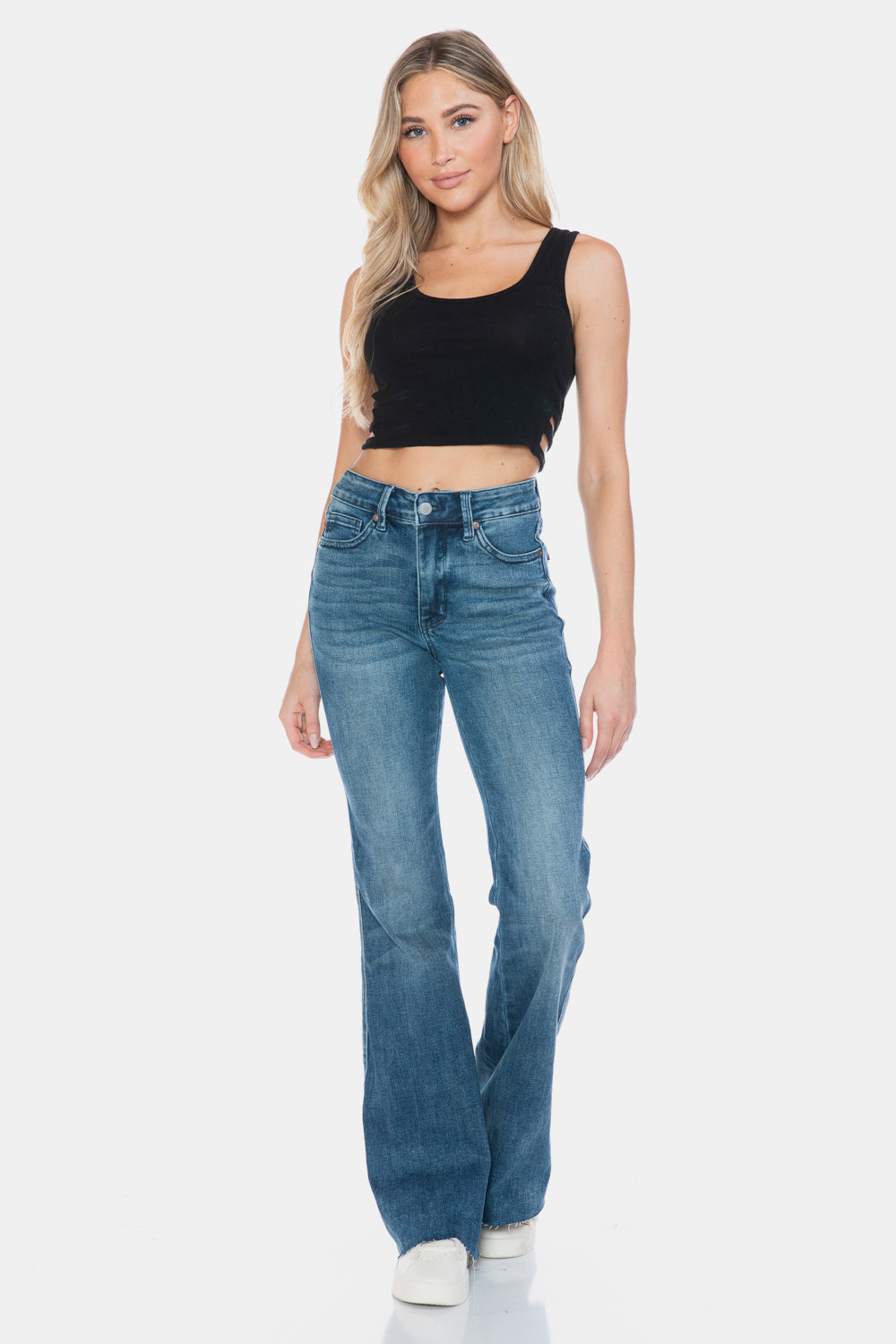 Judy Blue Full Size Tummy Control Cut Hem Flare Jeans - Little Miss Vanilla