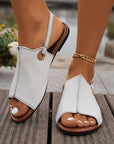 Fashion Solid Peep-toe Sandals With Back-srtap Summer Casual Outdoor Buckle Flats Beach Shoes For Women