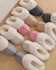 Winter Warm Plush Home Slippers Indoor Fur Slippers Women Soft Lined Cotton Shoes Comfy Non-Slip Bedroom Fuzzy House Shoes Women Couple