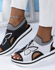 Summer Butterfly Print Sports Sandals Casual Breathable Flying Woven Flat Shoes For Women