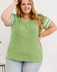 Plus Size Striped V-Neck Tee Shirt - Little Miss Vanilla